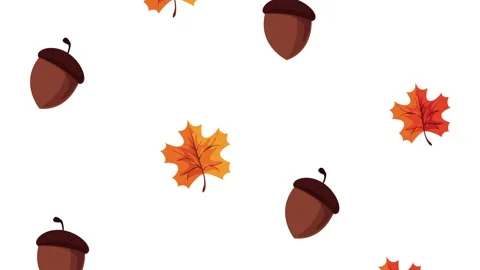 Hello autumn animation with leafs and nuts pattern Stock Footage 138850868