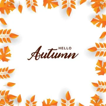 Hello autumn border and frame design for interior and element design Stock Illustration