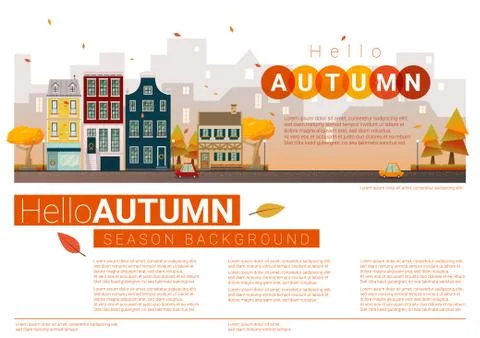 Hello autumn cityscape background Stock Illustration