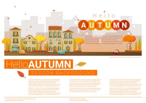 Hello autumn cityscape background Illustrazione stock