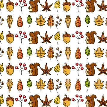 Hello autumn decoration seamless pattern design Illustrazione stock