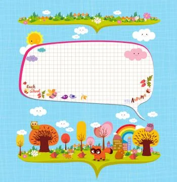 Hello autumn. Design elements for notebook. bubble note paper Stock Illustration