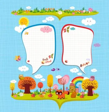 Hello autumn. Design elements for notebook. bubble note paper Stock Illustration
