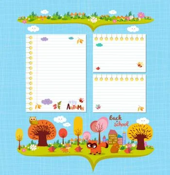 Hello autumn. Design elements for notebook. note papers Stock Illustration
