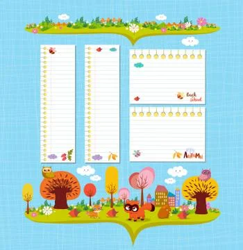 Hello autumn. Design elements for notebook. note papers Stock Illustration