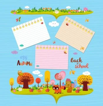 Hello autumn. Design elements for notebook. note papers Stockillustratie