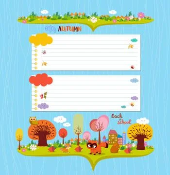 Hello autumn. Design elements for notebook. note papers Stock Illustration