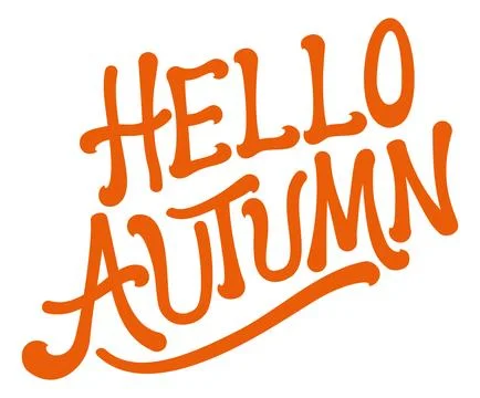 Hello Autumn Fall Doodle Hand Drawn Text Design Stock Illustration