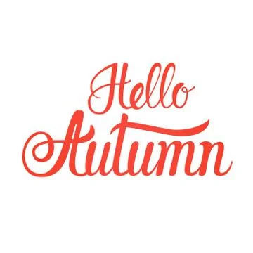 Hello Autumn Fall Text Banner Over White Background Stock Illustration
