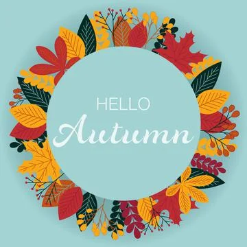Hello Autumn frame illustration Stock Illustration