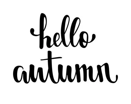 Hello autumn. Hand drawn calligraphy and brush pen lettering. design for ho.. Stock Illustration