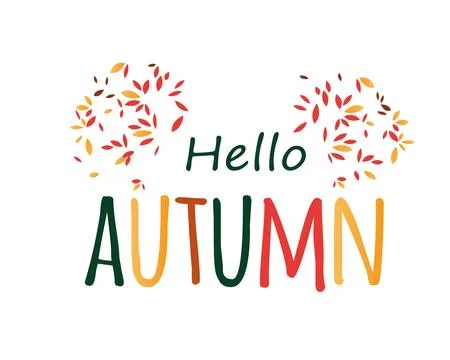 Hello autumn. Hand drawn colored autumn leaves. Illustrazione stock