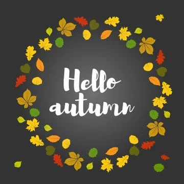 Hello autumn leaves Stock Illustration
