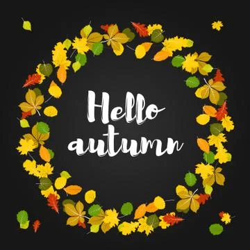 Hello autumn leaves Stock Illustration