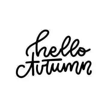 Hello autumn - linear logo design isolated on white background. Hello autumn Stock Illustration