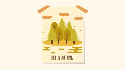 Hello Autumn Minimal Flat Motion Graphic Stock Footage 320928383