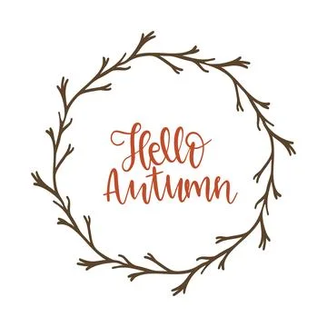 Hello autumn monogram frame typography t-shirt design, tee print Stock Illustration