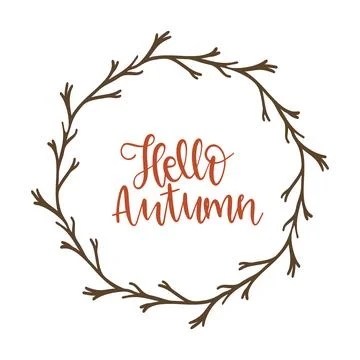 Hello autumn monogram frame ,typography t shirt design, tee print Stock Illustration