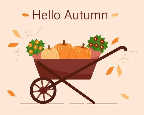 Hello autumn. Postcard design Stock Illustration