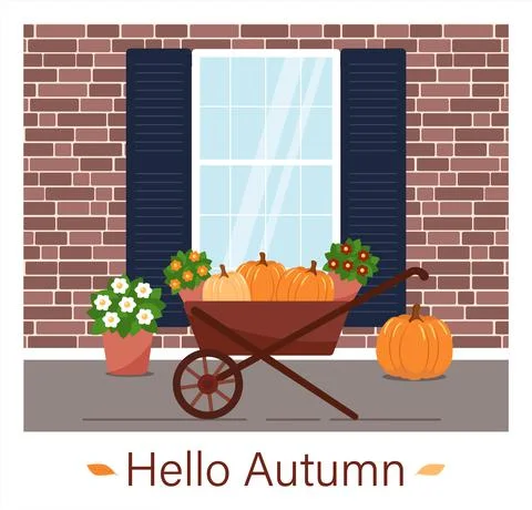 Hello autumn. Postcard design Stock Illustration
