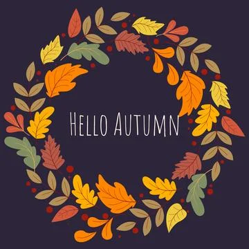 Hello autumn postcard vector graphic Ilustração Stock