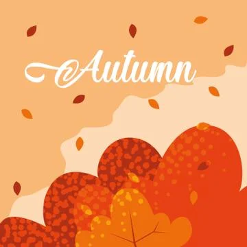 Hello autumn poster with leafs pattern Illustrazione stock