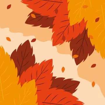 Hello autumn poster with leafs pattern Stock Illustration
