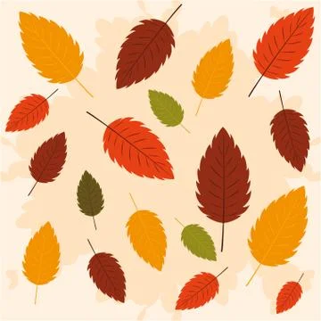 Hello autumn poster with leafs pattern Stock Illustration