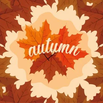 Hello autumn poster with leafs pattern 스톡 일러스트