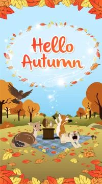 Hello Autumn season greeting long version Stock Illustration