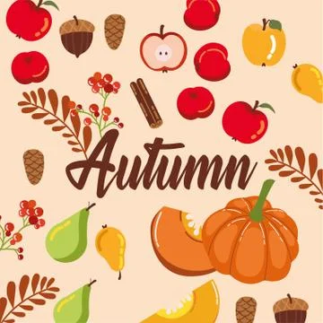 Hello autumn season pattern set icons 스톡 일러스트