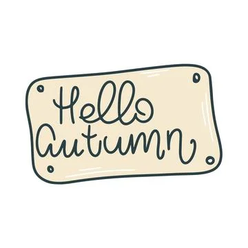 Hello autumn sign isolated vector illustration Ilustración de archivo