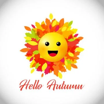 Hello Autumn Smiley Face Stock Illustration