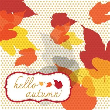 Hello autumn square with dot pattern Stock Illustration