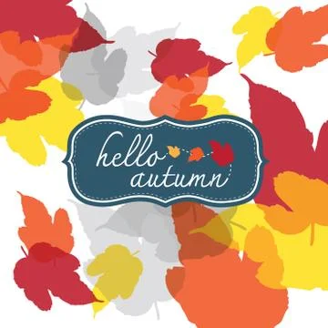 Hello autumn square Stock Illustration