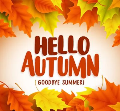 Hello autumn text greetings in vector banner design Stock Illustration