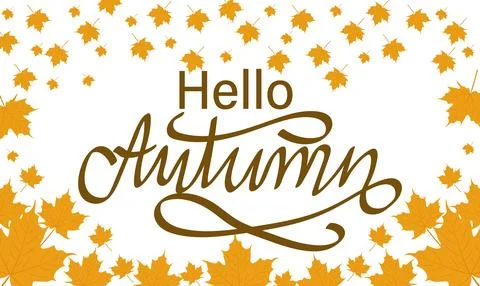 Hello Autumn Text Vector illustration Stock Illustration