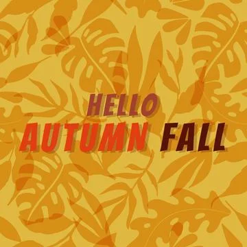 Hello Autumn vector card design. Typography design for greeting card and post Stock Illustration