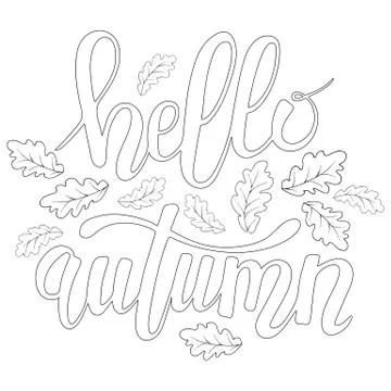 Hello autumn vector coloring book page Stock Illustration