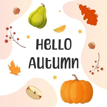 Hello Autumn. Vector set of elements background Stock Illustration