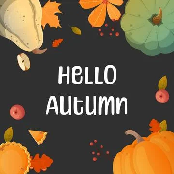 Hello Autumn. Vector set of elements background Stock Illustration