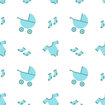 Hello baby, boy, seamless pattern, vector. Stock Illustration