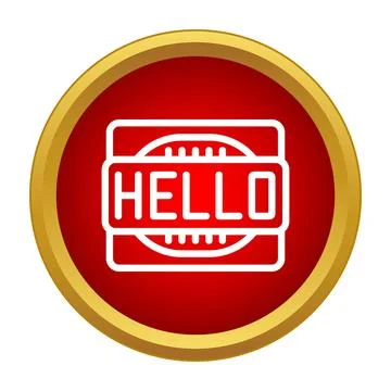 Hello badge icon representing a warm welcome or introduction Stock Illustration