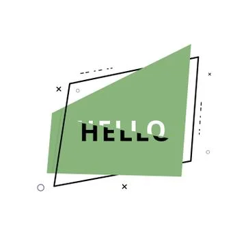 Hello banner. Sliced text effect with decoration isolated on white background Stock Illustration