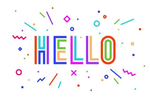 Hello. Banner, speech bubble, poster and sticker concept Stock-Illustration