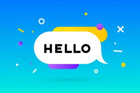 Hello. Banner, speech bubble, poster and sticker concept Stock Illustration