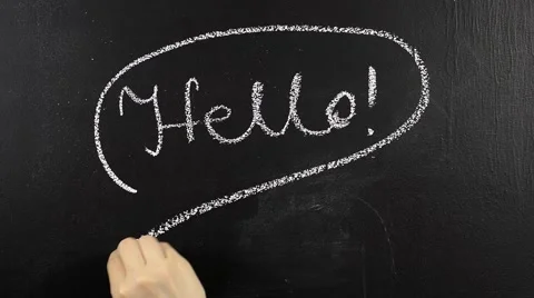 Hello on blackboard chalkboard Stock Footage 42616084