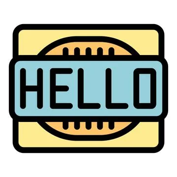 Hello box showing greeting and round shape design Stock Illustration