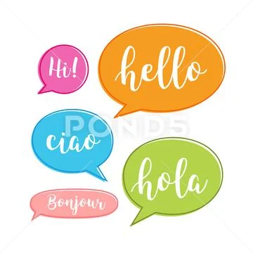 Hola lettering. Translation from spanish is Hello, Hi Stock Vector