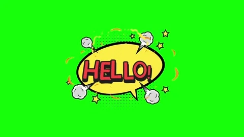 Hello comic speech bubble with pop art style on green screen Stock Footage 314392583